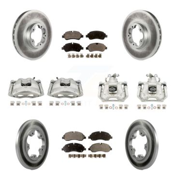 Front Rear Brake Caliper Coat Rotors & Semi-Metallic Pad Kit (10Pc) For Ford Transit-250 KCG-100886P