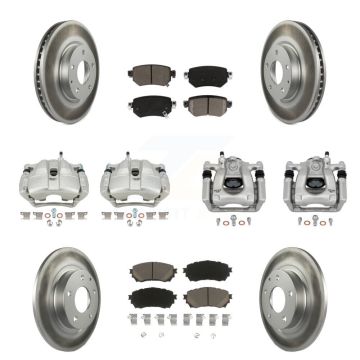 Front Rear Disc Brake Caliper Coated Rotors And Ceramic Pads Kit (10Pc) For Mazda 6 KCG-100888C