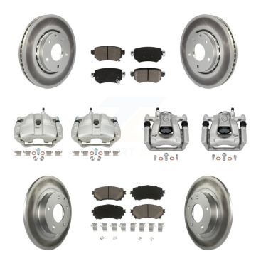 Front Rear Disc Brake Caliper Coated Rotors And Ceramic Pads Kit (10Pc) For Mazda 6 KCG-100889C