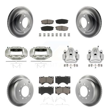 Front Rear Brake Caliper Coat Rotor And Ceramic Pad Kit (10Pc) For Toyota Tundra Sequoia KCG-100890C