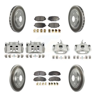 Front Rear Brake Caliper Coat Rotor Semi-Metallic Pad Kit (10Pc) For 14-20 Dodge Journey KCG-100890P