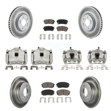 Front Rear Disc Brake Caliper Coated Rotor And Ceramic Pad Kit (10Pc) For Hyundai Tucson KCG-100891C