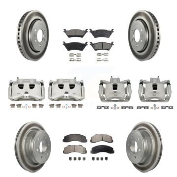 Front Rear Disc Brake Caliper Coated Rotors And Ceramic Pads Kit (10Pc) For Ford F-150 KCG-100892T
