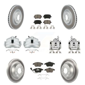Front Rear Brake Caliper Coat Rotor & Ceramic Pad Kit (10Pc) For 2012 Volkswagen CC 2.0L KCG-100894C