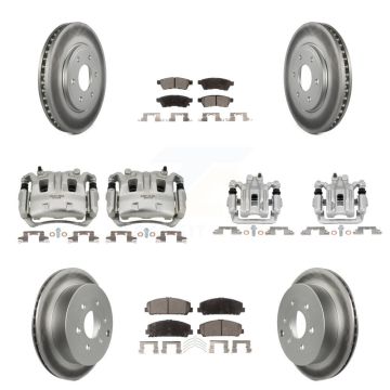Front Rear Disc Brake Caliper Coat Rotor Semi-Metallic Pad Kit (10Pc) For Suzuki Equator KCG-100894P