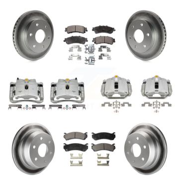Front Rear Brake Caliper Coat Rotor & Ceramic Pad Kit (10Pc) For Chevrolet GMC Silverado KCG-100894T