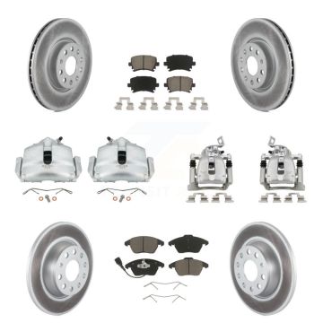 Front Rear Brake Caliper Coat Rotor Ceramic Pad Kit (10Pc) For 08 Volkswagen Passat 2.0L KCG-100895C