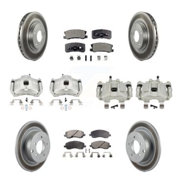 Front Rear Brake Caliper Coat Rotors Semi-Metallic Pad Kit (10Pc) For Jeep Patriot Dodge KCG-100895P