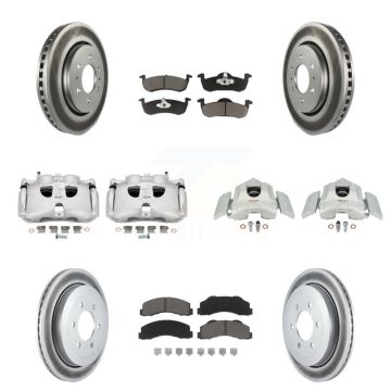 Front Rear Brake Caliper Coat Rotor & Ceramic Pad Kit (10Pc) For Ford Expedition Lincoln KCG-100896C