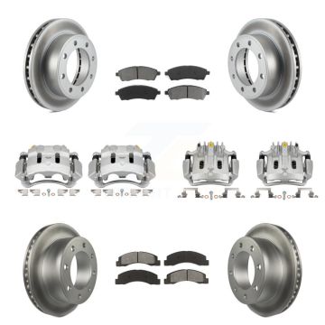 Front Rear Brake Caliper Coat Rotors & Semi-Metallic Pad Kit (10Pc) For Ford F-250 Super KCG-100896S