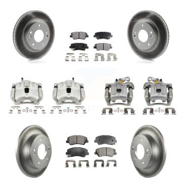 Front Rear Disc Brake Caliper Coat Rotors And Ceramic Pad Kit (10Pc) For Hyundai Elantra KCG-100896T