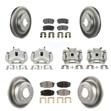 Front Rear Disc Brake Caliper Coat Rotors And Ceramic Pad Kit (10Pc) For Hyundai Elantra KCG-100897T
