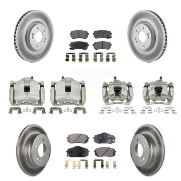 Front Rear Disc Brake Caliper Coated Rotor And Ceramic Pad Kit (10Pc) For Hyundai Tucson KCG-100898T