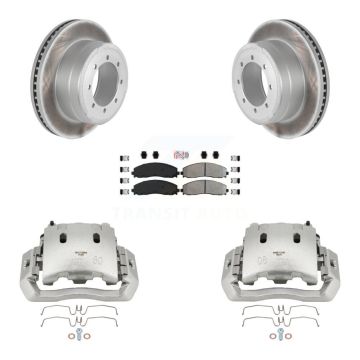 Rear Disc Brake Caliper Coated Rotor And Semi-Metallic Pad Kit For Ford F-450 Super Duty KCG-100901N