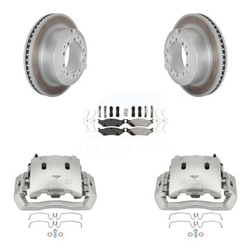 Rear Brake Caliper Coat Rotors Semi-Metallic Pad Kit For Ford F-450 Super Duty F-550 LCF KCG-100902N