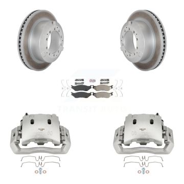 Rear Brake Caliper Coat Rotors Semi-Metallic Pad Kit For Ford F-450 Super Duty F-550 LCF KCG-100903N