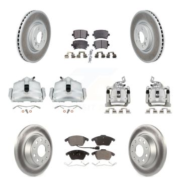 Front Rear Brake Caliper Coat Rotor & Ceramic Pad Kit (10Pc) For 2012 Volkswagen CC 2.0L KCG-100903T