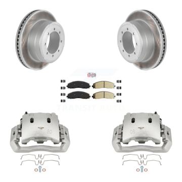 Rear Disc Brake Caliper Coated Rotor And Semi-Metallic Pad Kit For Ford F-450 Super Duty KCG-100904N