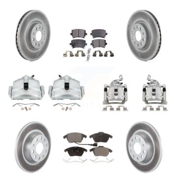 Front Rear Brake Caliper Coat Rotor Ceramic Pad Kit (10Pc) For 08 Volkswagen Passat 2.0L KCG-100904T