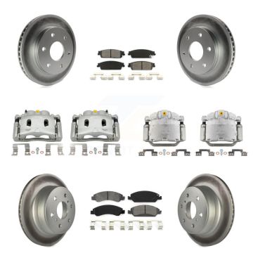 Front Rear Brake Caliper Coat Rotor And Semi-Metallic Pad Kit (10Pc) For GMC Sierra 1500 KCG-100905S