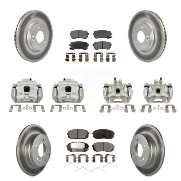 Front Rear Disc Brake Caliper Coated Rotor And Ceramic Pad Kit (10Pc) For Hyundai Sonata KCG-100906T