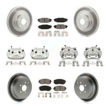 Front Rear Disc Brake Caliper Coat Rotor Semi-Metallic Pad Kit (10Pc) For Subaru Impreza KCG-100908S