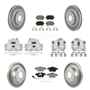 Front Rear Brake Caliper Coat Rotor & Ceramic Pad Kit (10Pc) For 09-11 Volkswagen Tiguan KCG-100909C