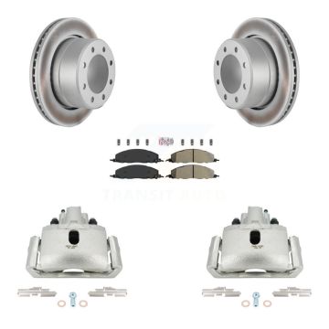 Rear Brake Caliper Coat Rotors Semi-Metallic Pad Kit For 2012 Ram 1500 With 8 Lug Wheels KCG-100910N
