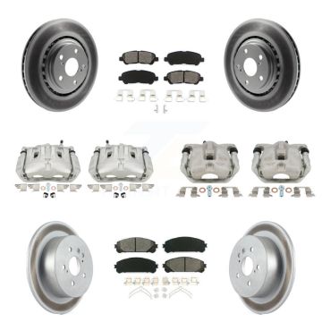 Front Rear Brake Caliper Coat Rotor & Semi-Metallic Pad Kit (10Pc) For Toyota Highlander KCG-100911S