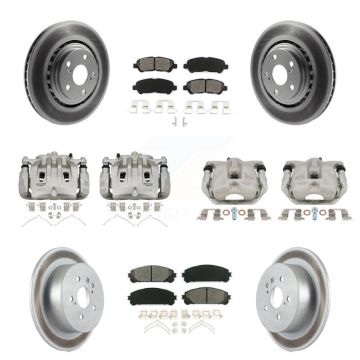 Front Rear Brake Caliper Coat Rotor & Semi-Metallic Pad Kit (10Pc) For Toyota Highlander KCG-100912S