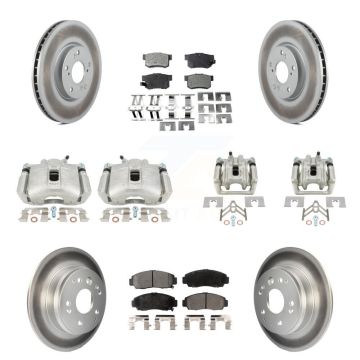 Front Rear Disc Brake Caliper Coated Rotor And Semi-Metallic Pad Kit (10Pc) For Acura TL KCG-100913P
