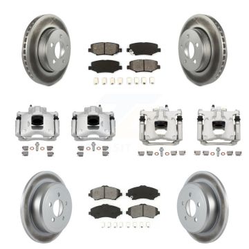 Front Rear Disc Brake Caliper Coat Rotors & Semi-Metallic Pad Kit (10Pc) For Dodge Nitro KCG-100913S