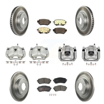Front Rear Disc Brake Caliper Coated Rotors And Ceramic Pads Kit (10Pc) For Mazda 6 KCG-100914T