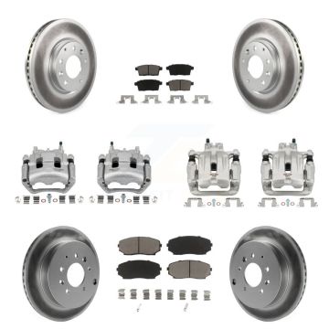 Front Rear Disc Brake Caliper Coat Rotor Ceramic Pad Kit (10Pc) For Mazda CX-7 Ford Edge KCG-100915C