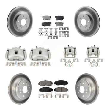 Front Rear Disc Brake Caliper Coated Rotor And Semi-Metallic Pad Kit (10Pc) For Acura TL KCG-100915P