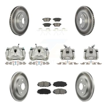Front Rear Disc Brake Caliper Coat Rotors Semi-Metallic Pad Kit (10Pc) For Toyota Matrix KCG-100915S