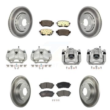 Front Rear Disc Brake Caliper Coated Rotors And Ceramic Pads Kit (10Pc) For Mazda 6 KCG-100915T