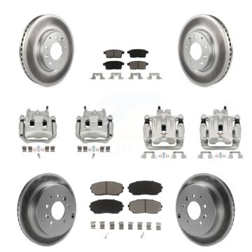 Front Rear Brake Caliper Coat Rotor Ceramic Pad Kit (10Pc) For 2007-2009 Lincoln MKX FWD KCG-100917C