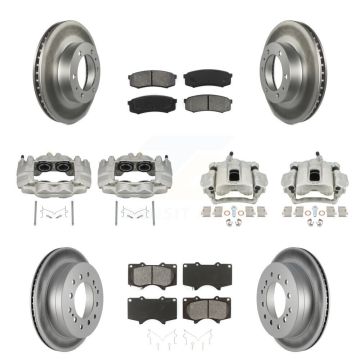 Front Rear Brake Caliper Coat Rotor & Semi-Metallic Pad Kit (10Pc) For Toyota FJ Cruiser KCG-100917S