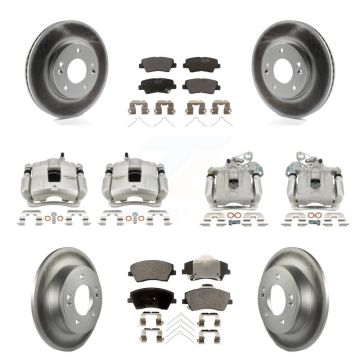 Front Rear Disc Brake Caliper Coat Rotor Ceramic Pad Kit (10Pc) For Hyundai Elantra 2.0L KCG-100917T