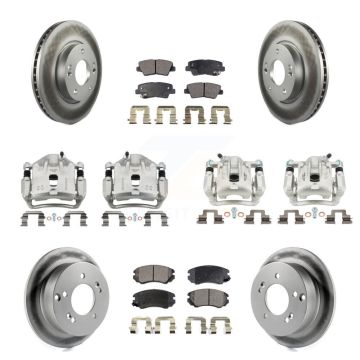 Front Rear Brake Caliper Coat Rotor Semi-Metallic Pad Kit (10Pc) For Hyundai Sonata 2.4L KCG-100919P