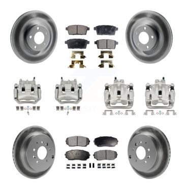 Front Rear Brake Caliper Coat Rotor And Ceramic Pad Kit (10Pc) For Ford Edge Lincoln MKX KCG-100919T