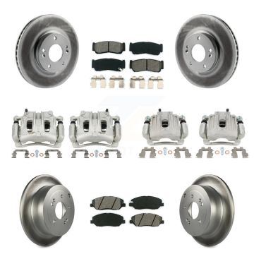 Front Rear Brake Caliper Coat Rotors & Semi-Metallic Pad Kit (10Pc) For Hyundai Santa Fe KCG-100920S