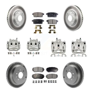 Front Rear Brake Caliper Coat Rotor Ceramic Pad Kit (10Pc) For 2007-2009 Lincoln MKX FWD KCG-100920T