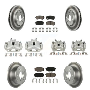 Front Rear Brake Caliper Coat Rotor And Ceramic Pad Kit (10Pc) For Kia Forte Koup Forte5 KCG-100921C