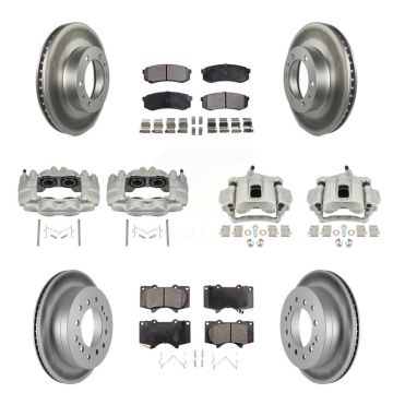 Front Rear Brake Caliper Coat Rotor & Semi-Metallic Pad Kit (10Pc) For Toyota FJ Cruiser KCG-100921P