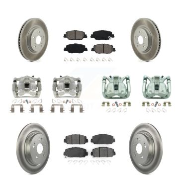 Front Rear Disc Brake Caliper Coat Rotor And Semi-Metallic Pad Kit (10Pc) For Honda CR-V KCG-100922S
