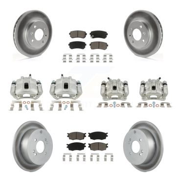 Front Rear Brake Caliper Coat Rotor & Ceramic Pad Kit (10Pc) For Hyundai Accent Kia Rio5 KCG-100923C