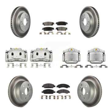 Front Rear Brake Caliper Coat Rotors Semi-Metallic Pad Kit (10Pc) For GMC Sierra 1500 XL KCG-100923P