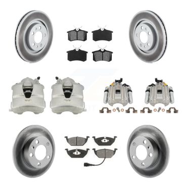 Front Rear Brake Caliper Coat Rotor And Semi-Metallic Pad Kit (10Pc) For Volkswagen Golf KCG-100923S